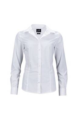 James & Nicholson Damen Ladies' Business Shirt Longsleeve Bluse, Weiß (White), 34 (Herstellergröße: S) von James & Nicholson