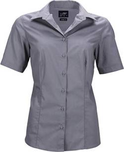 James & Nicholson Damen Ladies' Business Shirt Shortsleeve Bluse, Grau (Steel), 44 (Herstellergröße: 3XL) von James & Nicholson