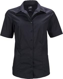 James & Nicholson Damen Ladies' Business Shirt Shortsleeve Bluse, Schwarz (Black), 34 (Herstellergröße: S) von James & Nicholson