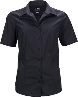 James & Nicholson Damen Ladies' Business Shirt Shortsleeve Bluse, Schwarz (Black), 36 (Herstellergröße: M) von James & Nicholson