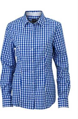 James & Nicholson Damen Ladies' Checked Blouse Bluse, Blau (Royal/White), 38 (Herstellergröße: L) von James & Nicholson