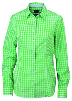 James & Nicholson Damen Ladies' Checked Blouse Bluse, Grün (Green/White), 38 (Herstellergröße: L) von James & Nicholson