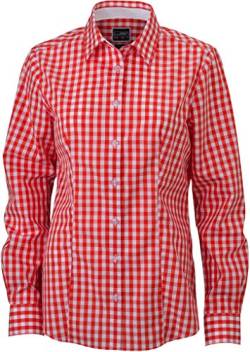 James & Nicholson Damen Ladies' Checked Blouse Bluse, Orange (Dark-Orange/White), 40 (Herstellergröße: XL) von James & Nicholson