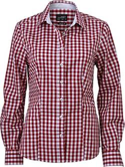 James & Nicholson Damen Ladies' Checked Blouse Bluse, Rot (Bordeaux/White), 40 (Herstellergröße: XL) von James & Nicholson