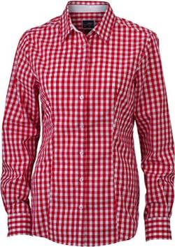 James & Nicholson Damen Ladies' Checked Blouse Bluse, Rot (Red/White), 40 (Herstellergröße: XL) von James & Nicholson