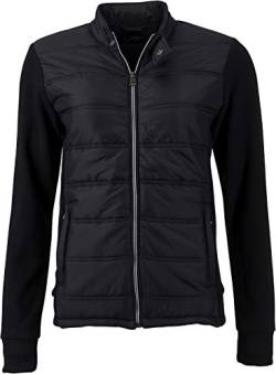 James & Nicholson Damen Ladies' Hybrid Sweat Jacket Jacke, Schwarz (Black), 38 (Herstellergröße: L) von James & Nicholson