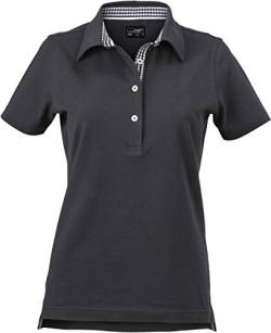 James & Nicholson Damen Ladies´ Plain Polo Poloshirt, Grau (Graphite/Graphite-White), 40 (Herstellergröße: XL) von James & Nicholson