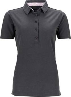 James & Nicholson Damen Ladies' Polo Poloshirt, Grau (Graphite/White-Red), 40 (Herstellergröße: XL) von James & Nicholson