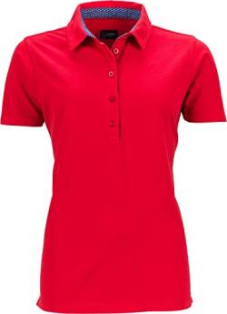 James & Nicholson Damen Ladies' Polo Poloshirt, Rot (Red/Blue-White), 38 (Herstellergröße: L) von James & Nicholson