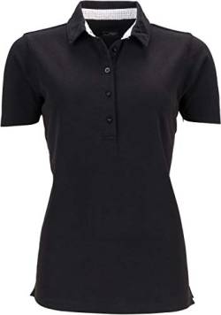 James & Nicholson Damen Ladies' Polo Poloshirt, Schwarz (Black/White-Titan), 36 (Herstellergröße: M) von James & Nicholson