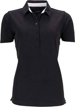 James & Nicholson Damen Ladies' Polo Poloshirt, Schwarz (Black/White-Titan), 38 (Herstellergröße: L) von James & Nicholson