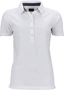 James & Nicholson Damen Ladies' Polo Poloshirt, Weiß (White/Navy-White), 38 (Herstellergröße: L) von James & Nicholson