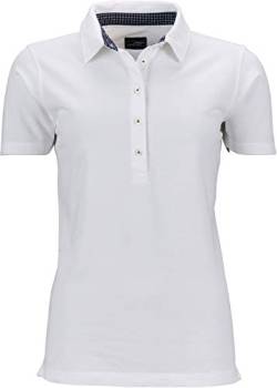 James & Nicholson Damen Ladies' Polo Poloshirt, Weiß (White/Navy-White), 42 (Herstellergröße: XXL) von James & Nicholson