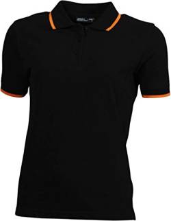 James & Nicholson Damen Ladies´ Polo Tipping Poloshirt, Schwarz (Black/Orange), 38 (Herstellergröße: L) von James & Nicholson