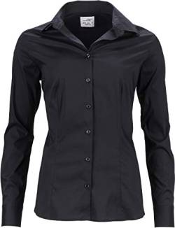 James & Nicholson Damen Ladies`Shirt Slim Fit Bluse, Schwarz (Black), 34 (Herstellergröße: S) von James & Nicholson