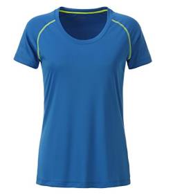 James & Nicholson Damen Ladies' Sports T-Shirt, Blau (Bright-Blue/Bright-Yellow), 38 (Herstellergröße: L) von James & Nicholson