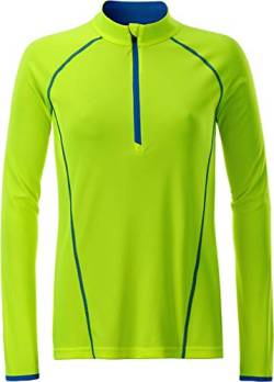 James & Nicholson Damen Ladies' Sportsshirt Longsleeve T-Shirt, Gelb (Bright-Yellow/Bright-Blue), Medium von James & Nicholson