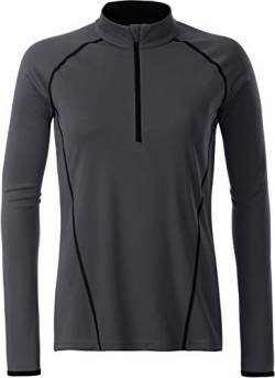 James & Nicholson Damen Ladies' Sportsshirt Longsleeve T-Shirt, Grau (Titan/Black), Large von James & Nicholson