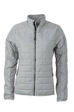 James & Nicholson Damen Leicht wattierte Jacke im sportlichen Materialmix (S, Silver/Silver) von James & Nicholson