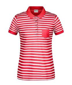 James & Nicholson Damen Maritim Polo - Leicht tailliertes Poloshirt aus Bio-Baumwolle | Farbe: red/White | Grösse: M von James & Nicholson