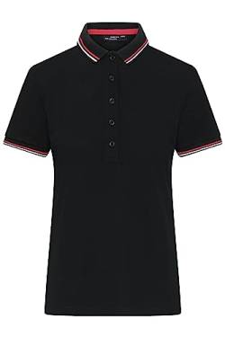 James & Nicholson Damen Polo - Klassisches Polo mit kontrastfarbigem Kragen und Armbündchen in Piqué-Qualität | Farbe: Black/White/red | Grösse: XXL von James & Nicholson