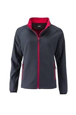 James & Nicholson Damen Raglan Softshelljacke - Sportlich taillierte Jacke aus 2-lagigem Softshell | Farbe: iron-grey/red | Grösse: L von James & Nicholson