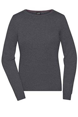 James & Nicholson Damen Roundneck-Pullover - Klassischer Baumwoll-Pullover | Farbe: Anthracite-Melange | Grösse: L von James & Nicholson