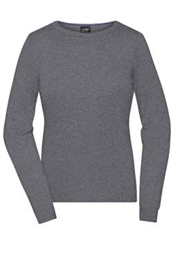 James & Nicholson Damen Roundneck-Pullover - Klassischer Baumwoll-Pullover | Farbe: Grey-Heather | Grösse: S von James & Nicholson