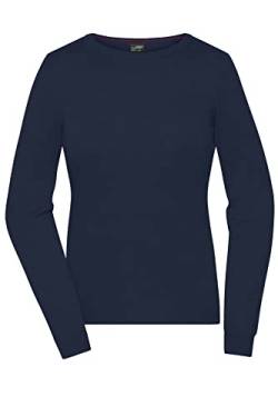 James & Nicholson Damen Roundneck-Pullover - Klassischer Baumwoll-Pullover | Farbe: Navy | Grösse: XL von James & Nicholson