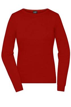 James & Nicholson Damen Roundneck-Pullover - Klassischer Baumwoll-Pullover | Farbe: red | Grösse: XL von James & Nicholson