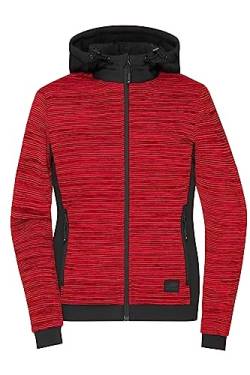 James & Nicholson Damen Strickfleece Jacke - Hybridjacke mit wärmender Dupont™ Sorona® Wattierung | Farbe: red-Melange/Black | Grösse: XL von James & Nicholson