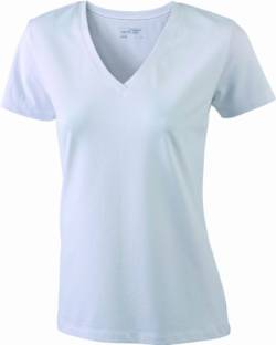 James & Nicholson Damen T-Shirt Stretch Vee Large white von James & Nicholson