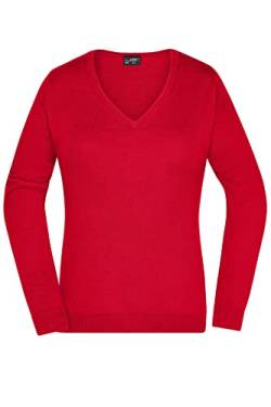 James & Nicholson Damen V-Pullover - Leichter Strickpullover in hochwertiger Ausführung | Farbe: red | Grösse: S von James & Nicholson