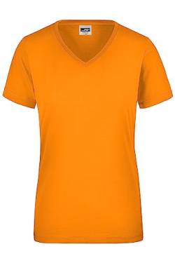 James & Nicholson Damen Workwear T-Shirt Signal - Leicht tailliertes T-Shirt in Neon-Farben mit V-Ausschnitt | Farbe: neon-orange | Grösse: M von James & Nicholson