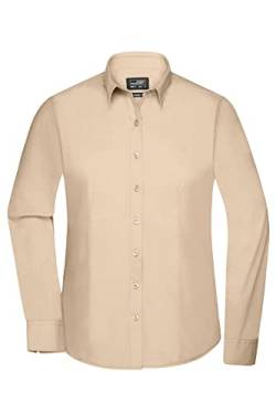 James & Nicholson Damenbluse Poplin Langarm - Taillierte Bluse in pflegeleichtem Materialmix | Farbe: Stone | Grösse: S von James & Nicholson