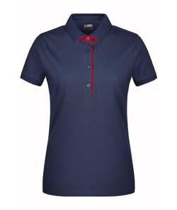 James & Nicholson Damenpolo Single Stripe - Tailliertes Poloshirt mit Kontrastelementen am Kragen | Farbe: Navy/red | Grösse: S von James & Nicholson