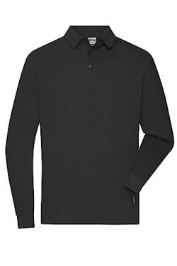 James & Nicholson Herren Bio Workwear Longsleeve Polo - Strapazierfähiges Langarm Poloshirt aus Bio-Baumwolle | Farbe: Black | Grösse: 5XL von James & Nicholson