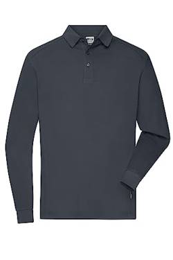 James & Nicholson Herren Bio Workwear Longsleeve Polo - Strapazierfähiges Langarm Poloshirt aus Bio-Baumwolle | Farbe: Carbon | Grösse: XXL von James & Nicholson