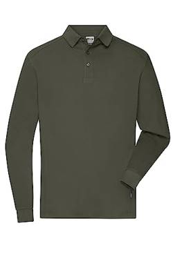 James & Nicholson Herren Bio Workwear Longsleeve Polo - Strapazierfähiges Langarm Poloshirt aus Bio-Baumwolle | Farbe: Olive | Grösse: L von James & Nicholson
