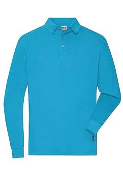 James & Nicholson Herren Bio Workwear Longsleeve Polo - Strapazierfähiges Langarm Poloshirt aus Bio-Baumwolle | Farbe: Turquoise | Grösse: L von James & Nicholson