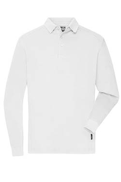 James & Nicholson Herren Bio Workwear Longsleeve Polo - Strapazierfähiges Langarm Poloshirt aus Bio-Baumwolle | Farbe: White | Grösse: L von James & Nicholson