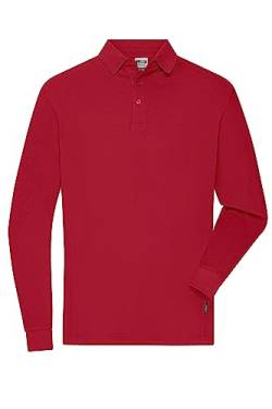 James & Nicholson Herren Bio Workwear Longsleeve Polo - Strapazierfähiges Langarm Poloshirt aus Bio-Baumwolle | Farbe: red | Grösse: 3XL von James & Nicholson