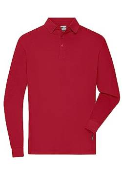 James & Nicholson Herren Bio Workwear Longsleeve Polo - Strapazierfähiges Langarm Poloshirt aus Bio-Baumwolle | Farbe: red | Grösse: S von James & Nicholson