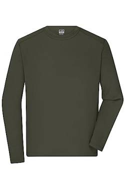 James & Nicholson Herren Bio Workwear Longsleeve Shirt - Strapazierfähiges Langarm Shirt aus Bio-Baumwolle | Farbe: Olive | Grösse: L von James & Nicholson