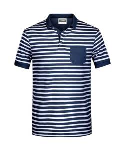 James & Nicholson Herren Maritim Polo - Hochwertiges T-Shirt aus Bio-Baumwolle | Farbe: Navy/White | Grösse: 3XL von James & Nicholson