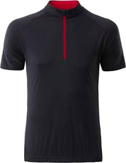 James & Nicholson Herren Men's Bike-T Half Zip T-Shirt, Grau (Titan/Tomato), Medium von James & Nicholson