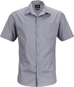 James & Nicholson Herren Men's Business Shirt Shortsleeve Businesshemd, Grau (Steel), XXXXX-Large von James & Nicholson
