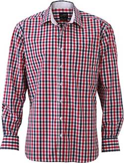 James & Nicholson Herren Men's Checked Shirt Freizeithemd, Blau (Navy/Red-Navy-White), X-Large von James & Nicholson