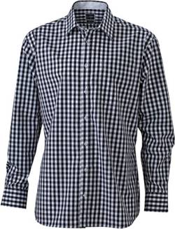 James & Nicholson Herren Men's Checked Shirt Freizeithemd, Schwarz (Black/White), XX-Large von James & Nicholson