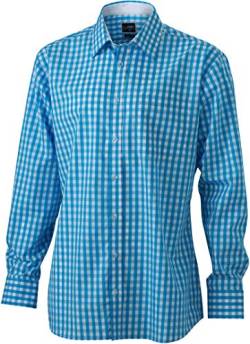 James & Nicholson Herren Men's Checked Shirt Freizeithemd, Türkis (Turquoise/White), XXX-Large von James & Nicholson